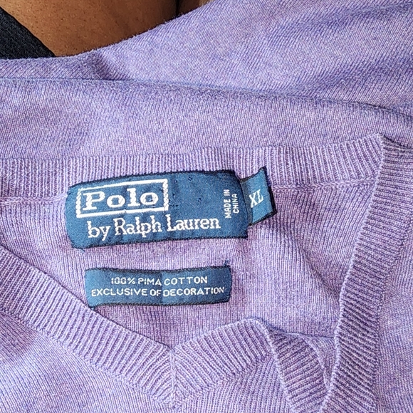 Polo Ralph Lauren Mens Knit V Neck Long Sleeve Sweater XL Purple - Picture 4 of 5